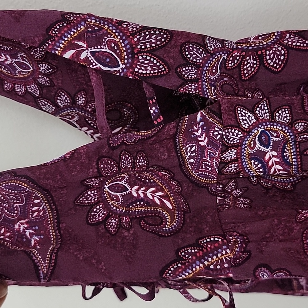 Forever 21 Wine Colored Paisley Print Mini Dress Or Tunic Top Junior S - Picture 7 of 16